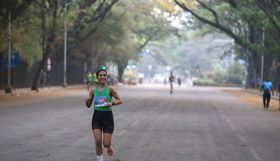 A runner on the Cubbon Classic course through Bengaluru
